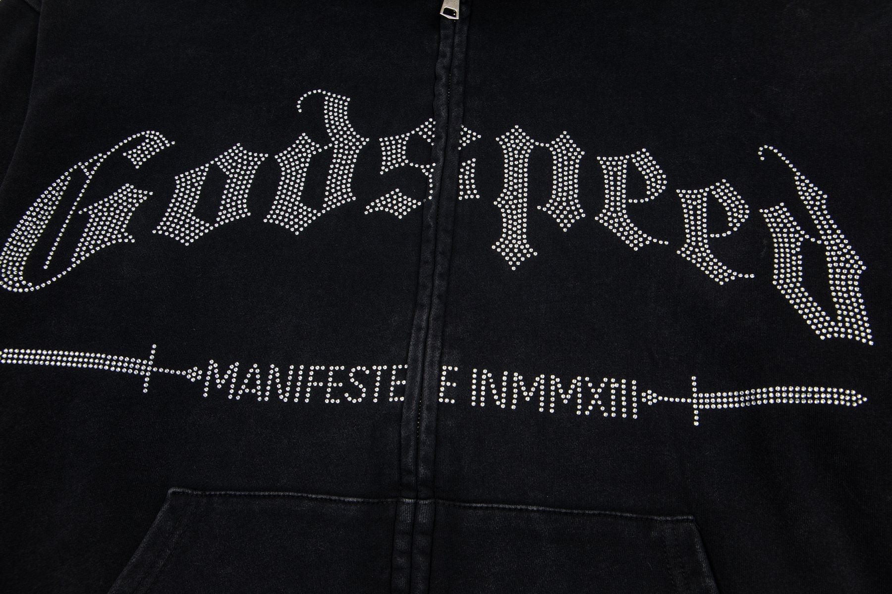 Godspeed Washed Gothic Graphic Full-Zip Hoodie — detail