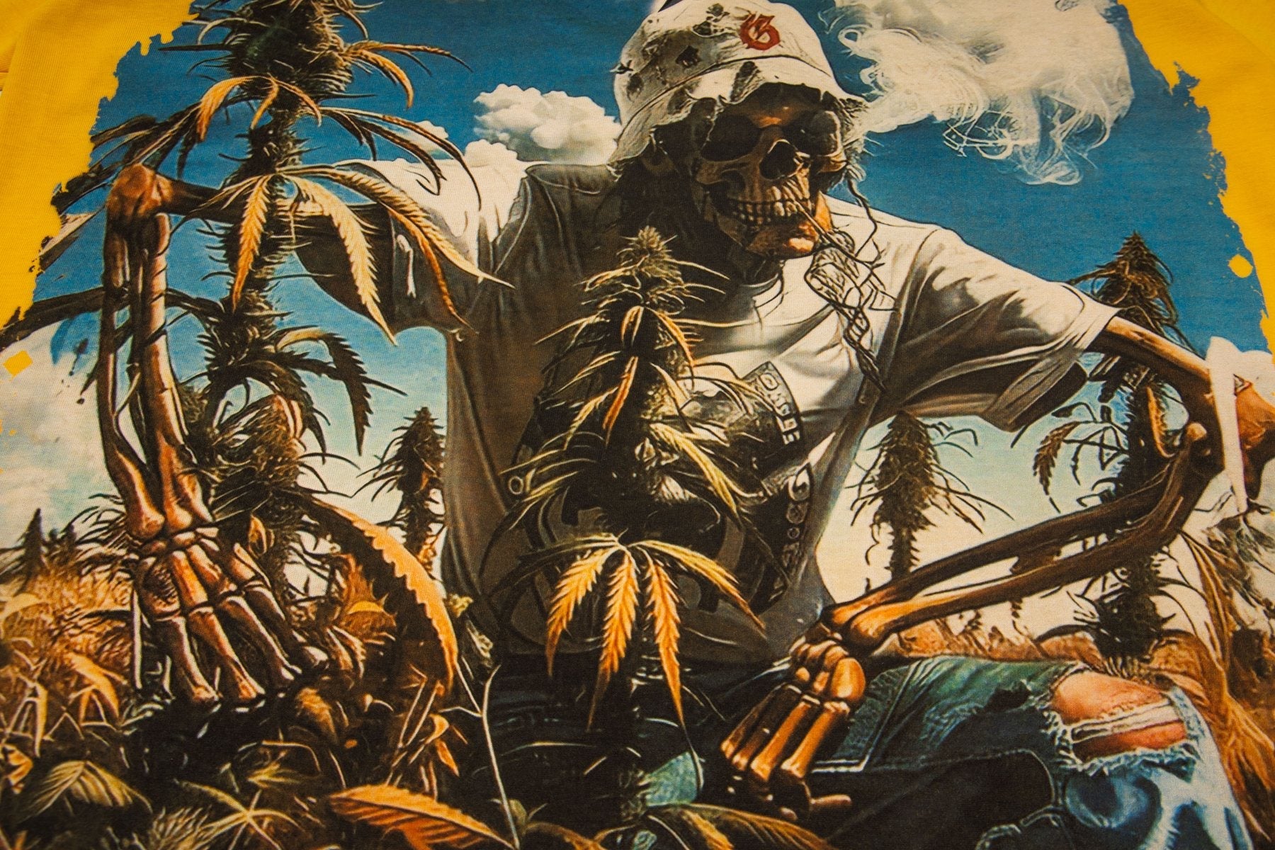 Godspeed It's Legalized Skeleton Palm Graphic T-Shirt — detail