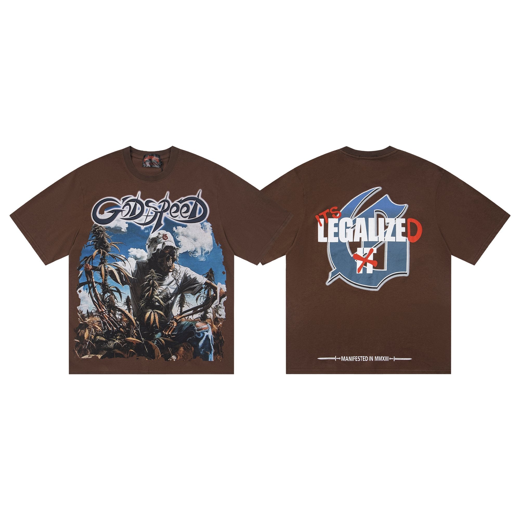 Godspeed It's Legalized Skeleton Palm Graphic T-Shirt — hero