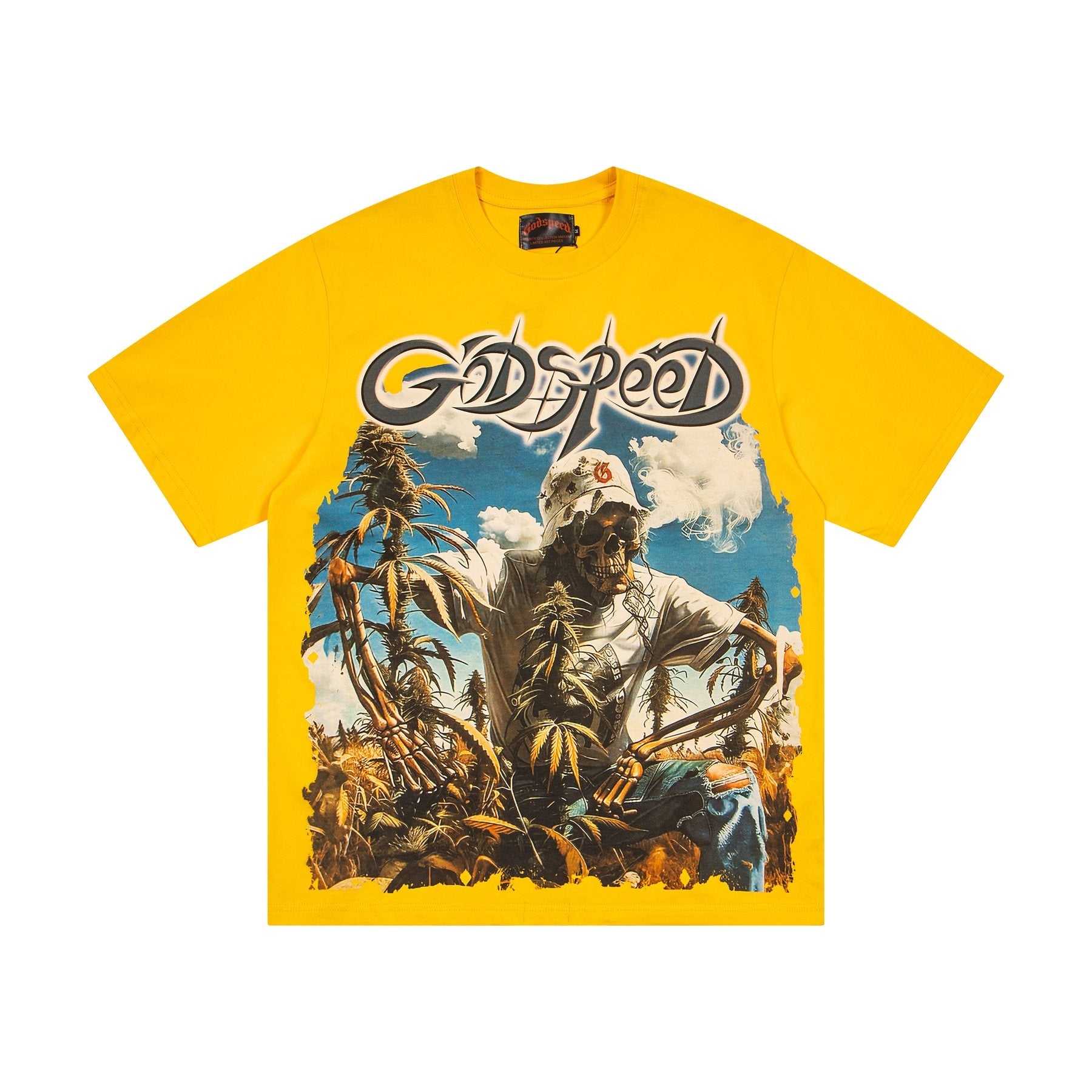 Godspeed It's Legalized Skeleton Palm Graphic T-Shirt — front