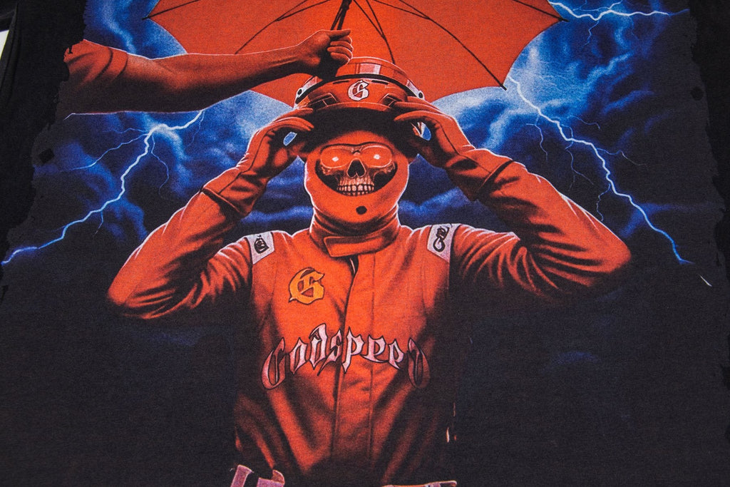 Godspeed Baseball Umbrella Graphic T-Shirt — detail