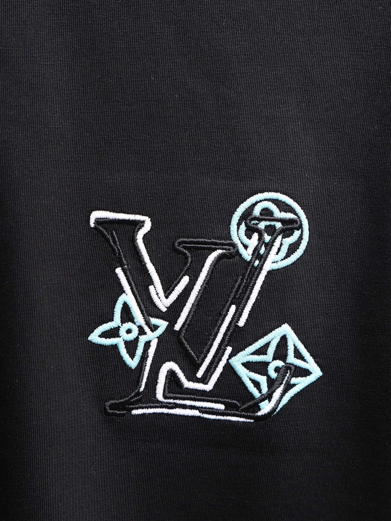 Louis Vuitton*LV Floral Embroidered Short-Sleeve T-Shirt — detail