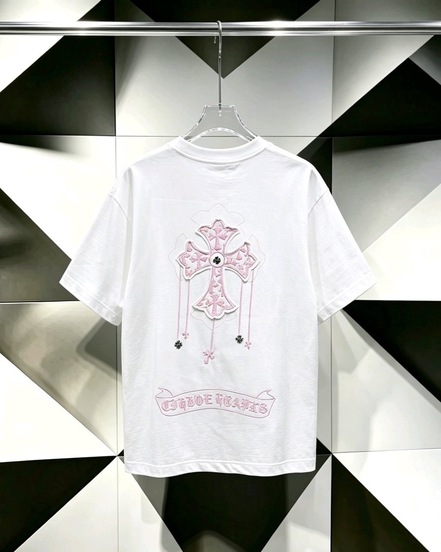 Chrome Hearts Pink Cross Graphic T-Shirt — back