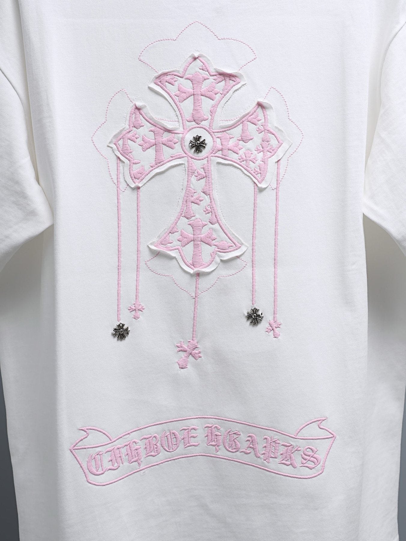Chrome Hearts Pink Cross Graphic T-Shirt — detail