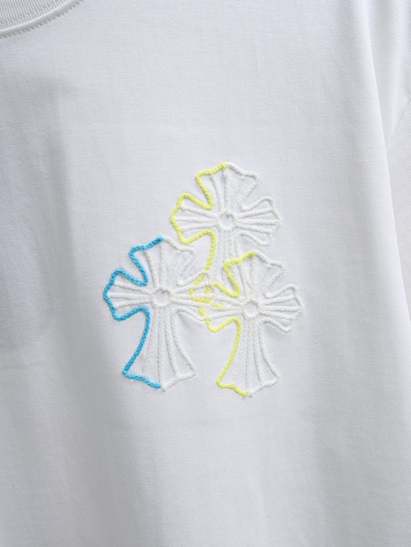 Chrome Hearts Floral Cross Embroidered T-Shirt — detail