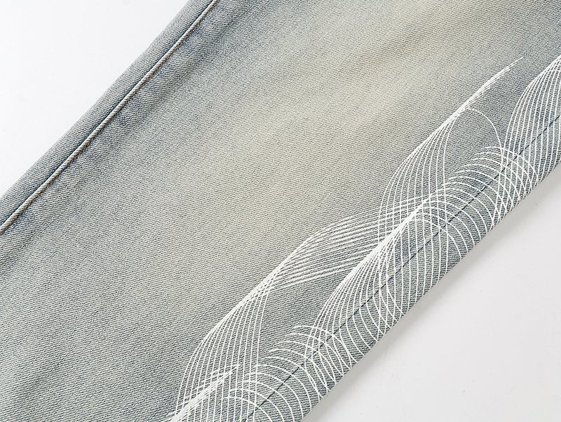 Purple Brand Light Blue Side Graphic Jeans — detail