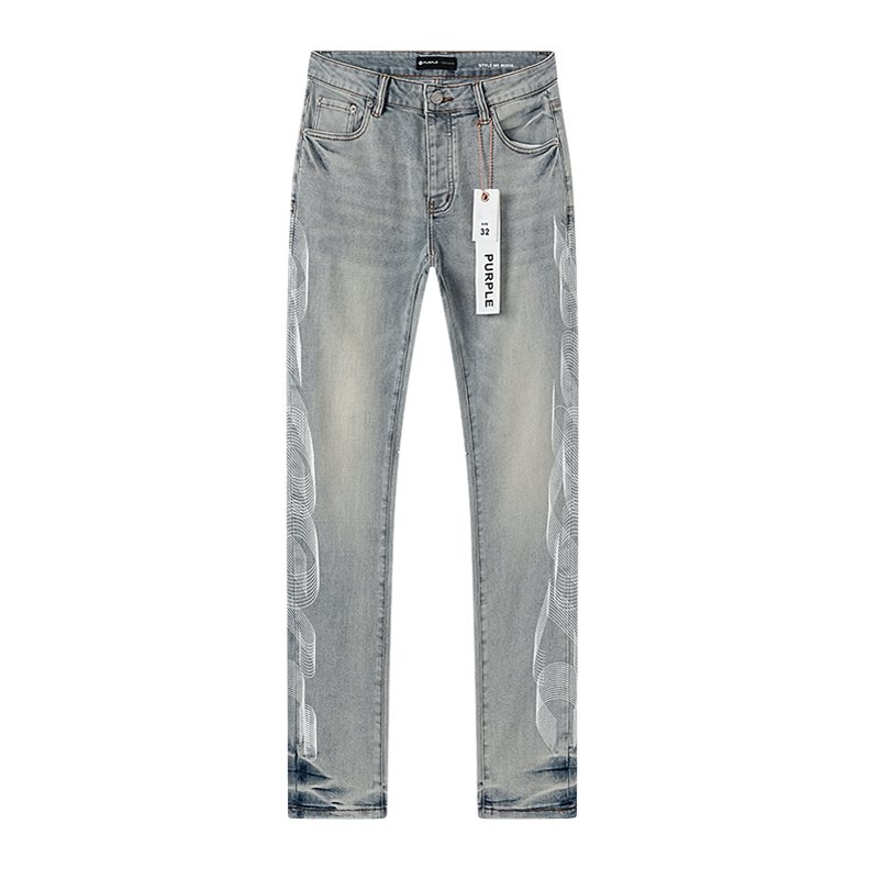 Purple Brand Light Blue Side Graphic Jeans — front