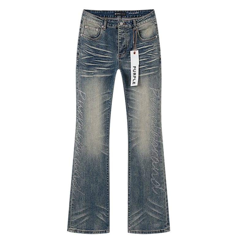 Purple Brand Rhinestone Script Flare Jeans — hero