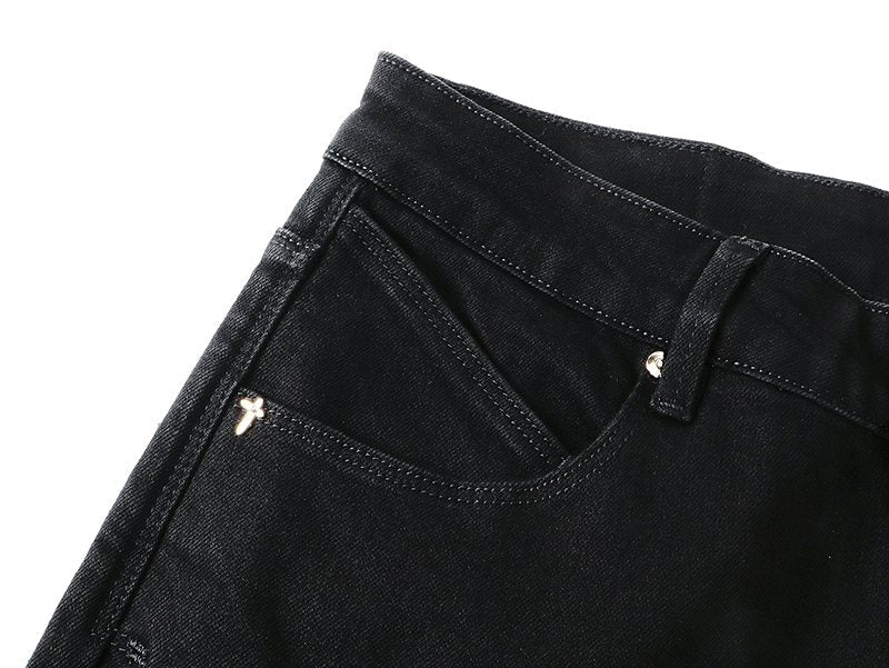RTA Black Distressed Flared Jeans — detail