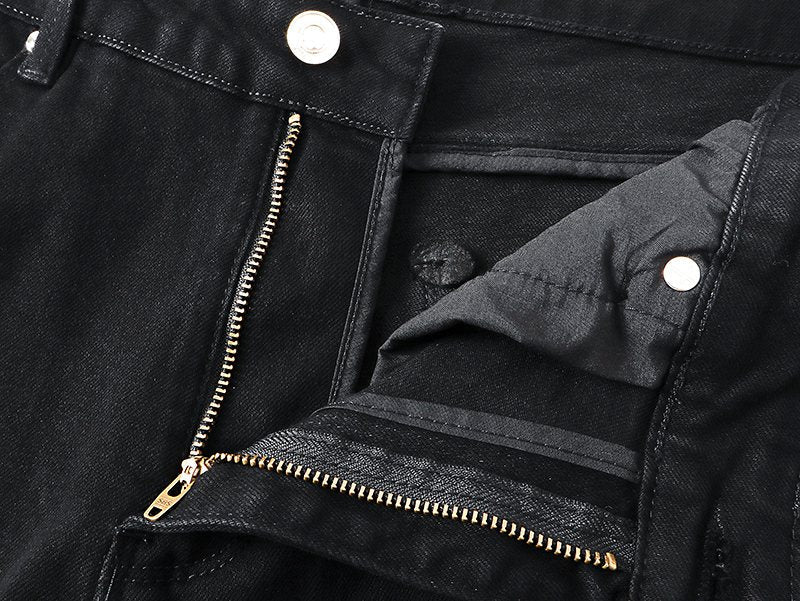 RTA Black Distressed Flared Jeans — detail