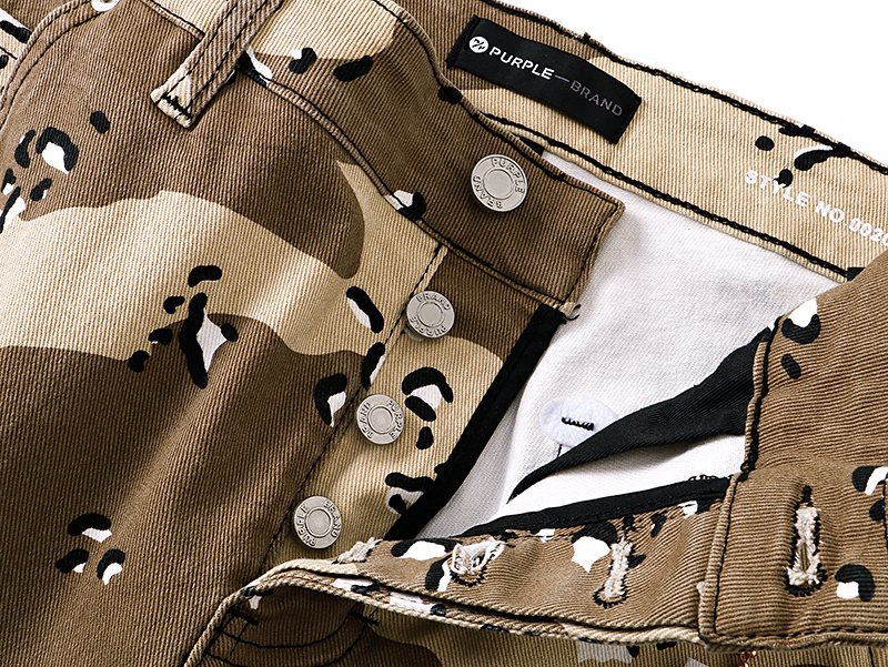 Purple Brand Tan Camo Five-Pocket Pants — detail