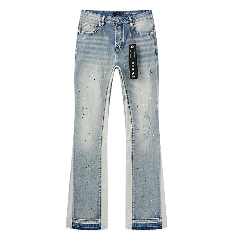Purple Brand Light Blue Paint-Splatter Distressed Jeans — hero