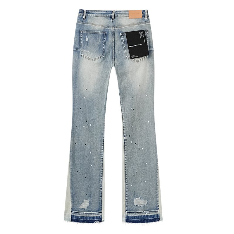 Purple Brand Light Blue Paint-Splatter Distressed Jeans — back