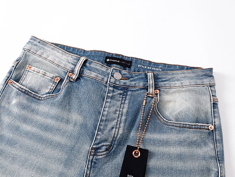 Purple Brand Light Blue Paint-Splatter Distressed Jeans — detail