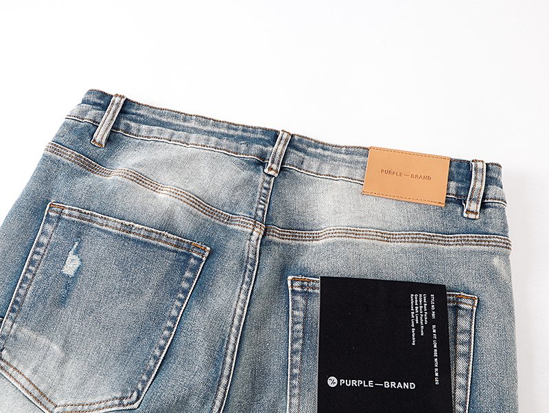 Purple Brand Light Blue Paint-Splatter Distressed Jeans — detail