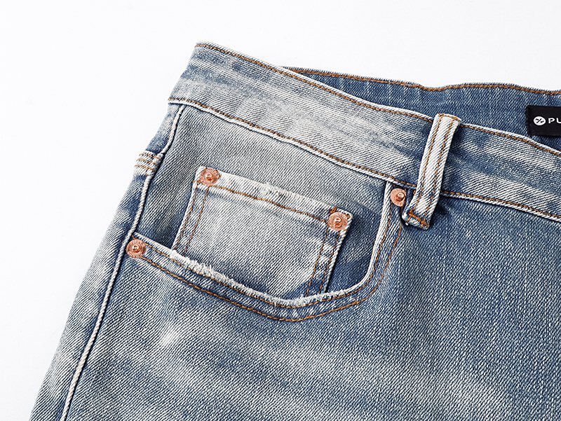 Purple Brand Light Blue Paint-Splatter Distressed Jeans — detail