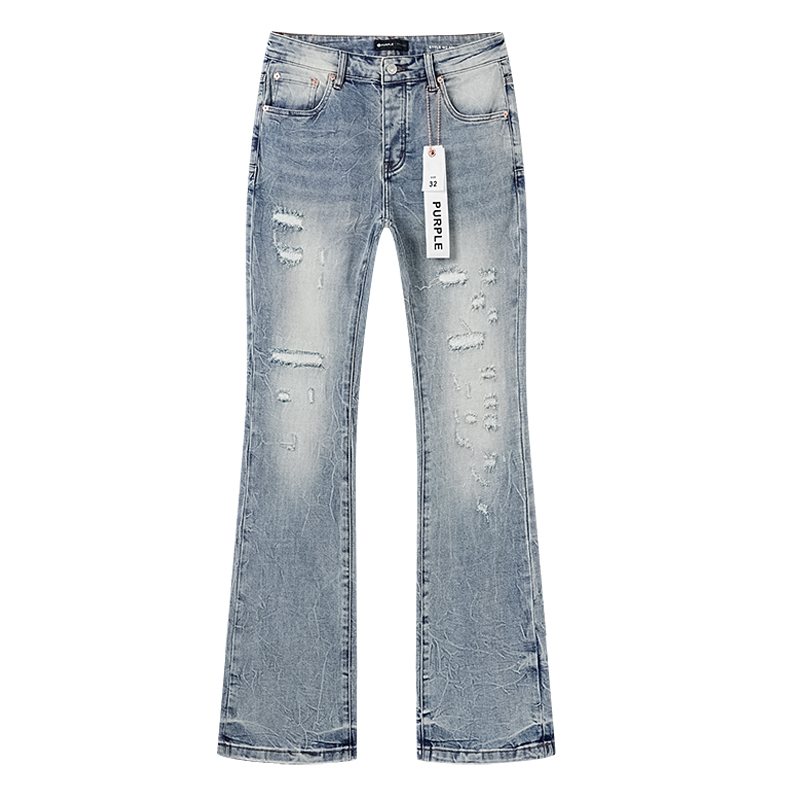 Purple Brand Light Blue Distressed Flare Jeans — front
