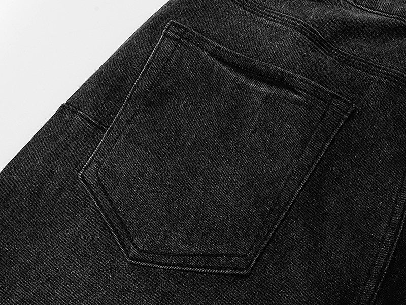Purple Brand Black Rhinestone Graphic Denim Shorts — detail