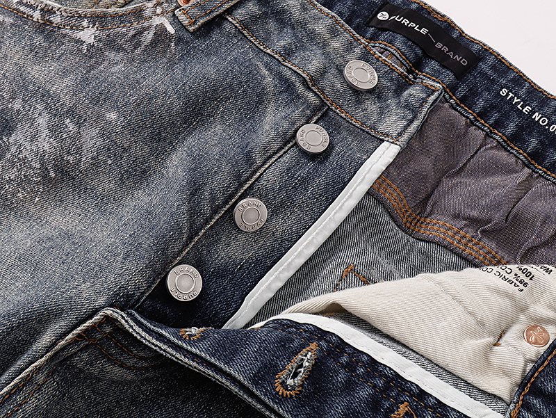 Purple Brand Gray Distressed Paint-Splatter Jeans — detail