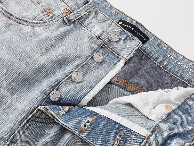 Purple Brand Light Blue Distressed Paint-Mark Jeans — detail
