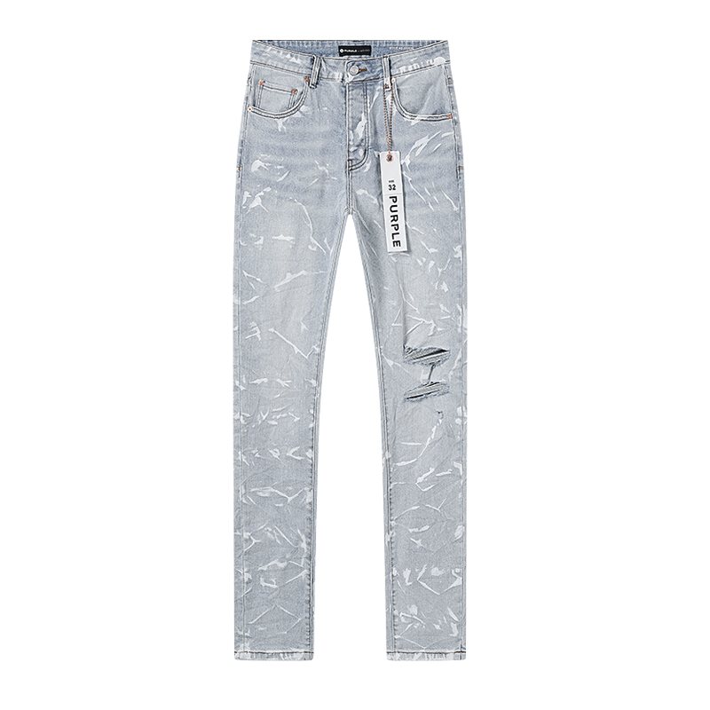 Purple Brand Light Blue Distressed Paint-Mark Jeans — hero