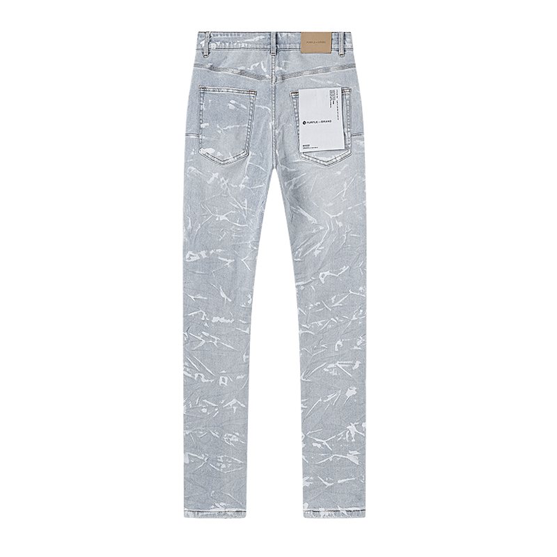 Purple Brand Light Blue Distressed Paint-Mark Jeans — back