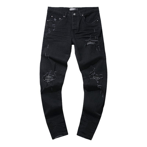 AMIRI Black Distressed Moto Panel Jeans — hero