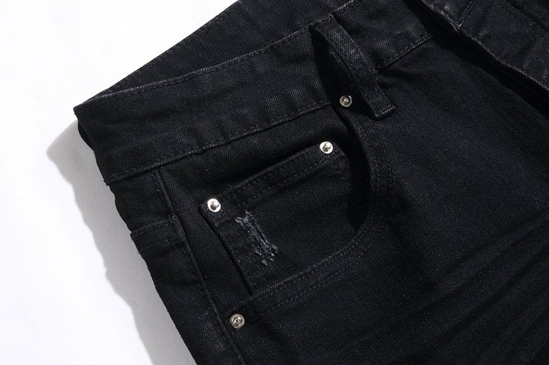AMIRI Black Distressed Lettering Jeans — detail