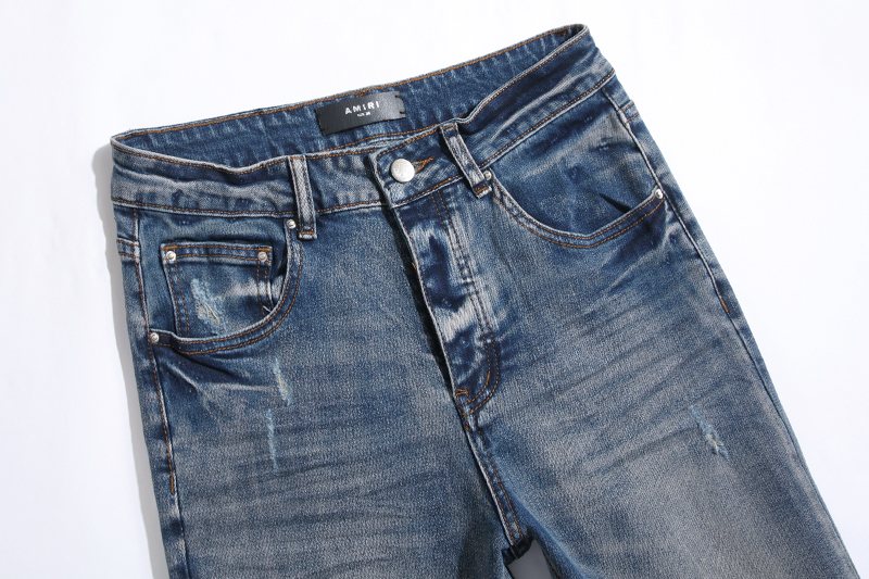 AMIRI Blue Washed Embroidered Jeans — detail