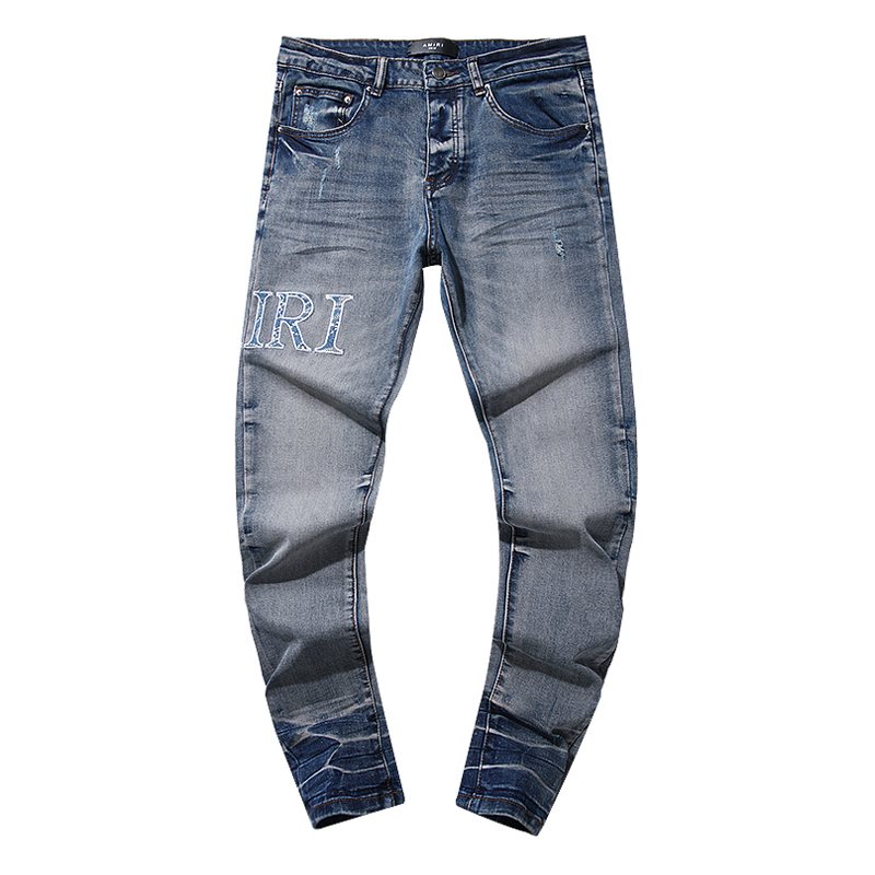 AMIRI Blue Washed Embroidered Jeans — hero