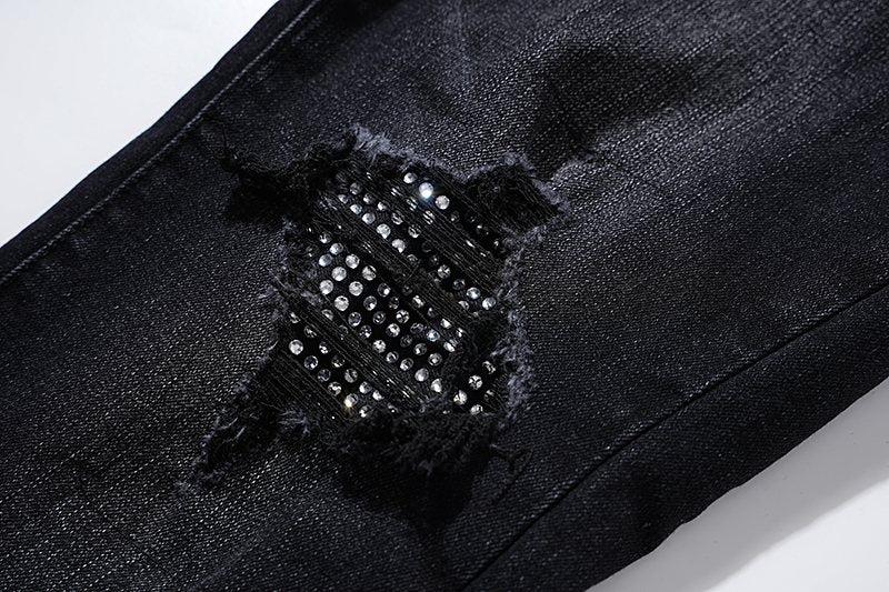 AMIRI Rhinestone Washed Denim Jeans — detail