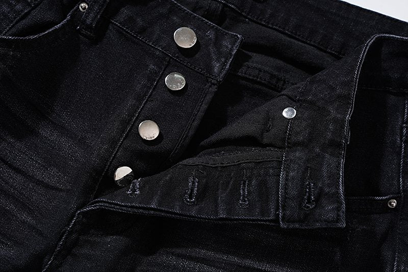 AMIRI Rhinestone Washed Denim Jeans — detail