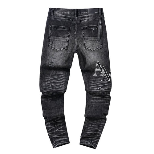 AMIRI Black Distressed Letter Graphic Jeans — back
