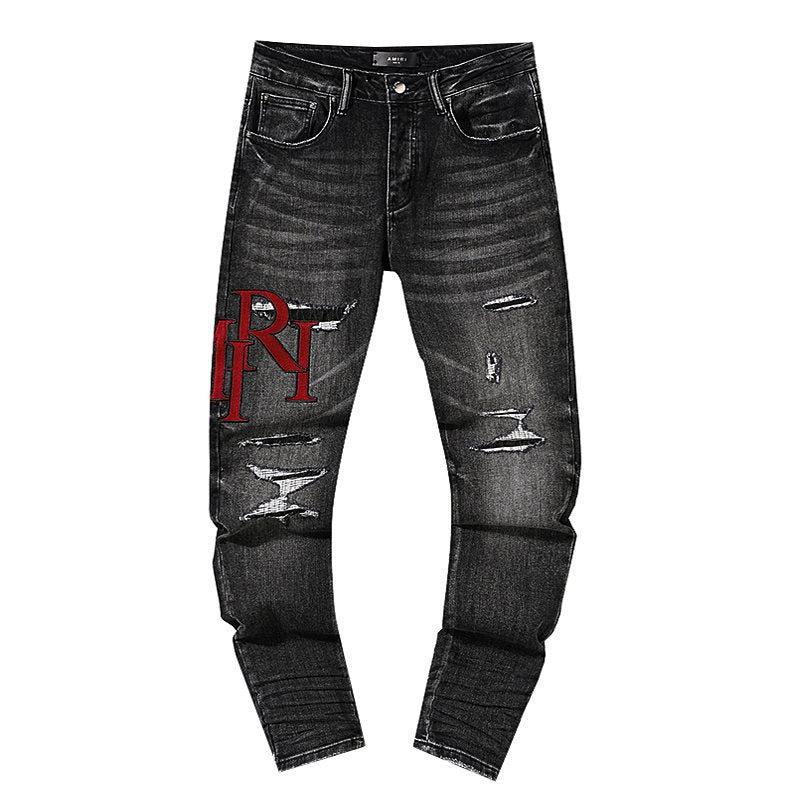 AMIRI Red Letter Graphic Washed Jeans — hero