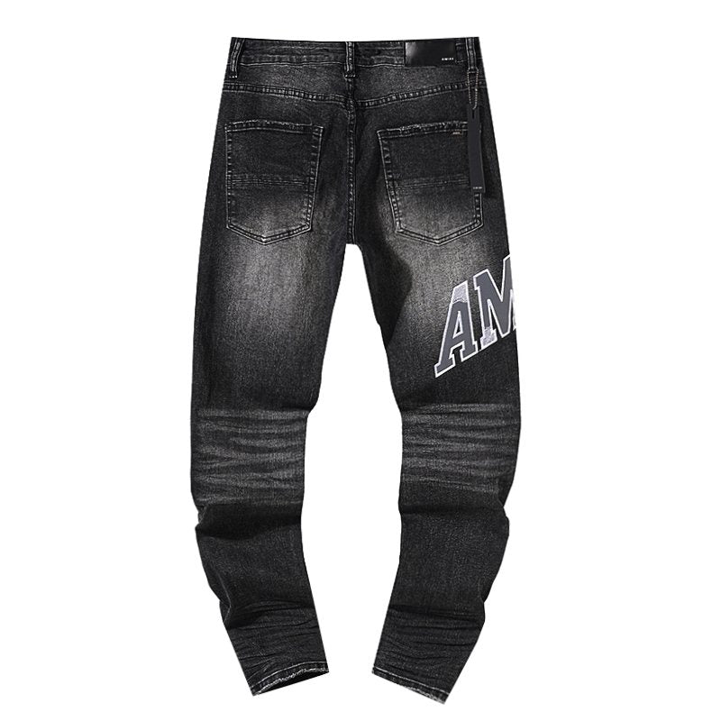 AMIRI Distressed Washed Black Graphic Jeans — back