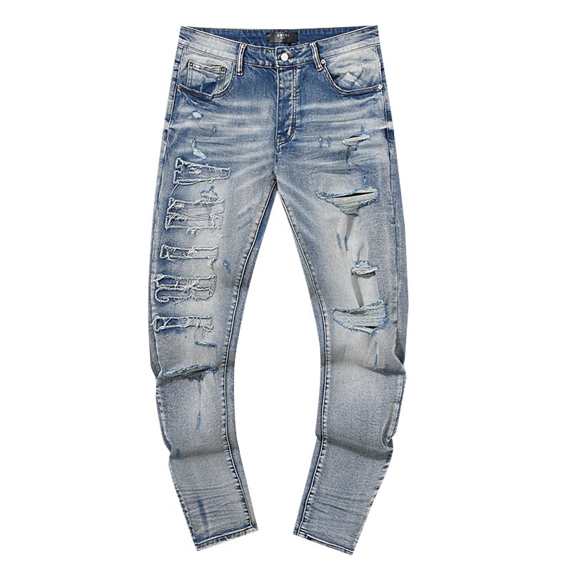AMIRI Light Blue Distressed Ripped Knee Jeans — hero