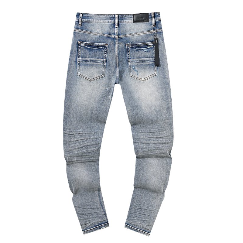 AMIRI Light Blue Distressed Ripped Knee Jeans — back
