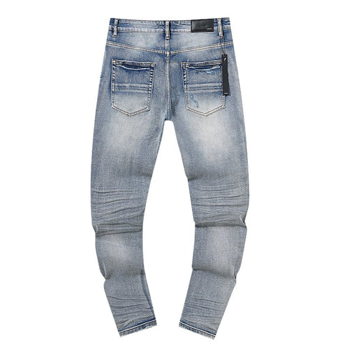 AMIRI Light Blue Distressed Ripped Knee Jeans — back