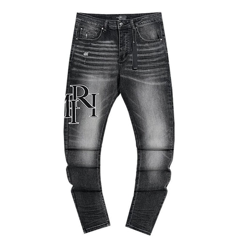 AMIRI Washed Black Embroidered Jeans — hero