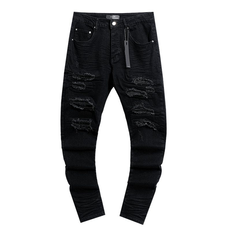 AMIRI Black Distressed Moto Jeans — hero