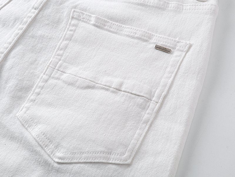 AMIRI White Distressed Moto Jeans — detail