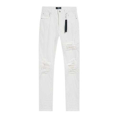 AMIRI White Distressed Ribbed Panel Jeans — hero