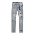 AMIRI Light Blue Distressed Paint Splatter Jeans — hero