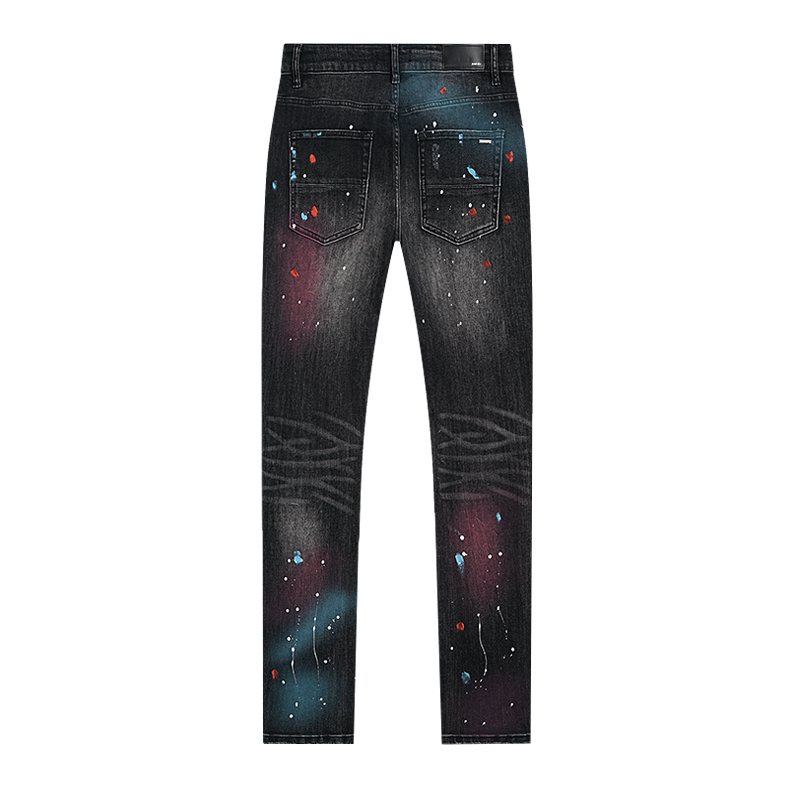 AMIRI Paint Splatter Distressed Black Jeans — back