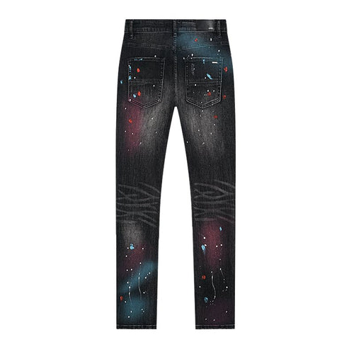 AMIRI Paint Splatter Distressed Black Jeans — back