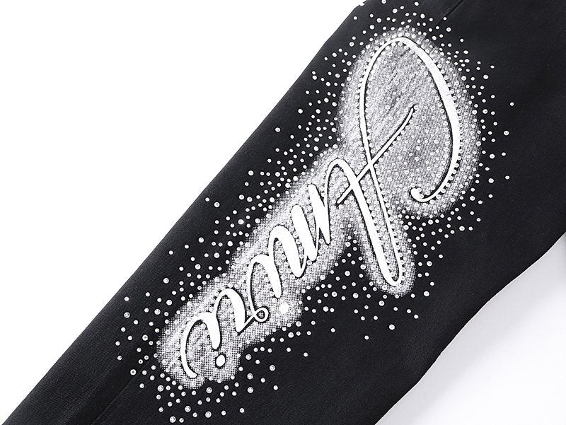 AMIRI Rhinestone-Style Side Graphic Black Jeans — detail