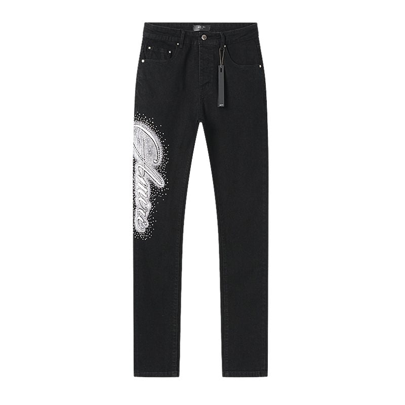 AMIRI Rhinestone-Style Side Graphic Black Jeans — hero
