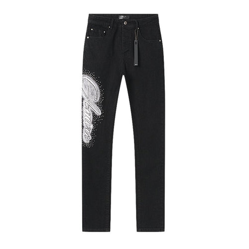 AMIRI Rhinestone-Style Side Graphic Black Jeans — hero