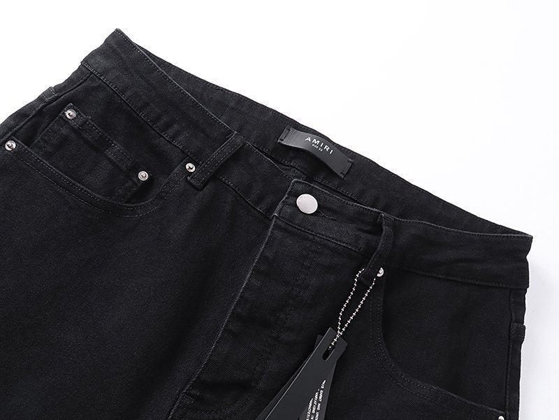 AMIRI Rhinestone-Style Side Graphic Black Jeans — detail