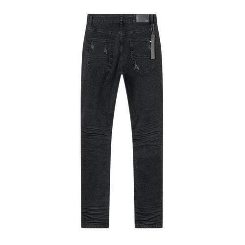AMIRI Black Distressed Ribbed Knee Jeans — back